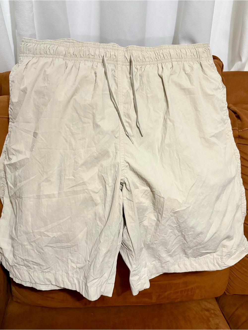 H&M Khaki Tan Mesh Lined Swim Trunks Drawstring Shorts